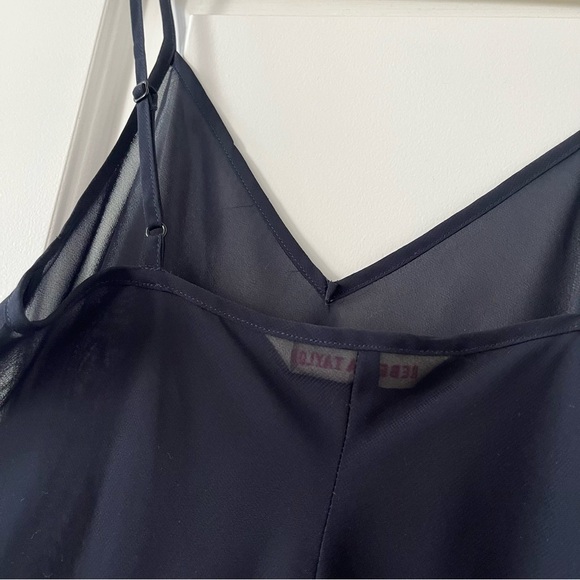 Rebecca Taylor Y2K Midnight Blue Navy Sheer Babydoll Slip Camisole Top size 0 - Picture 4 of 13